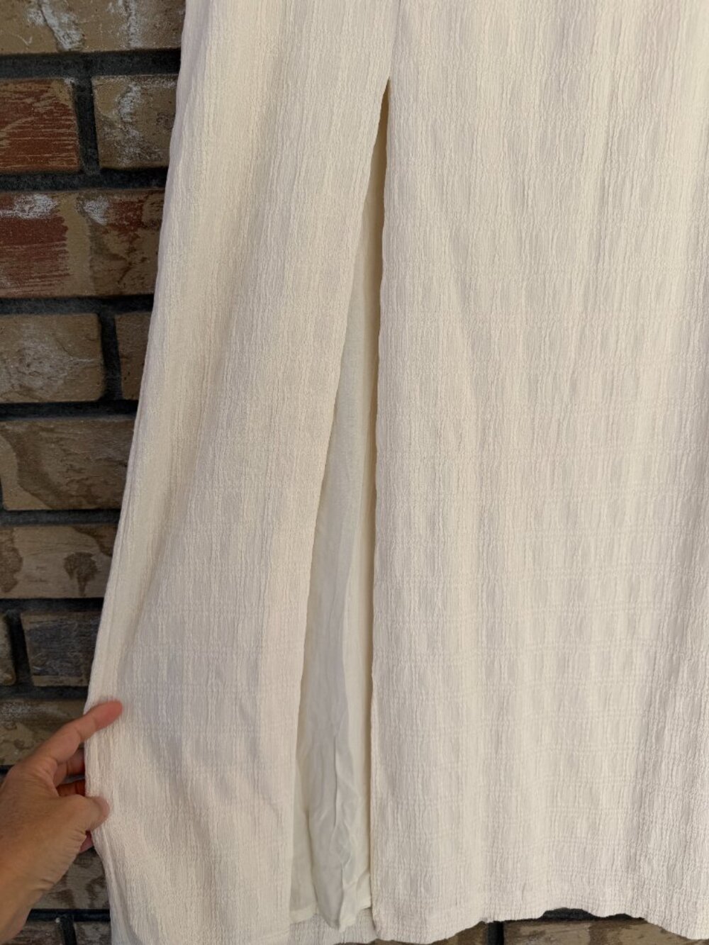 Free People Tovah Textured Plaid Slit Maxi Skirt Tofu Cream Size Large NWT - Picture 8 of 14
